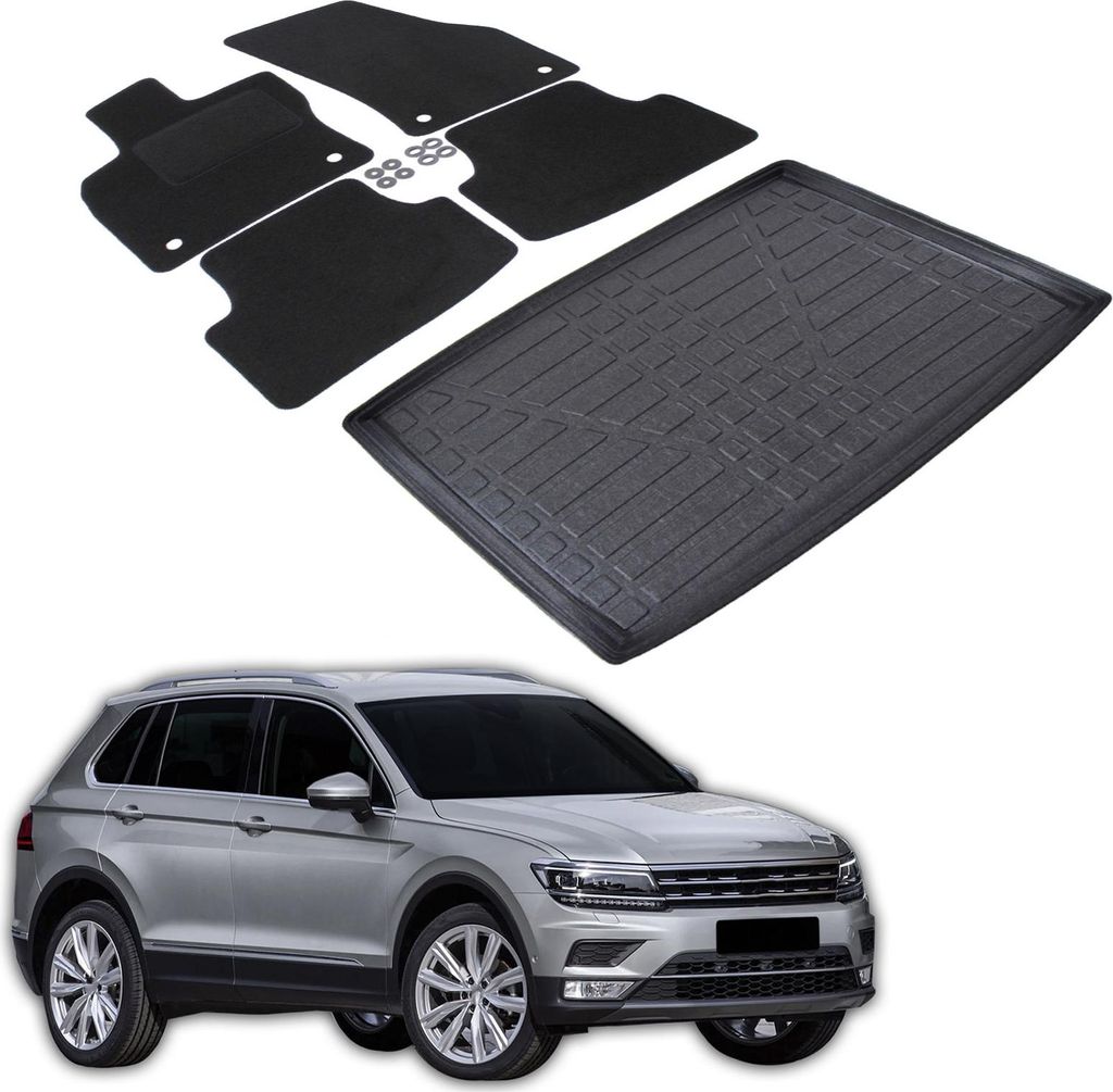 Kofferraumwanne Fußmatten Set Für Volkswagen Tiguan 2016-2024, Genaue Passform