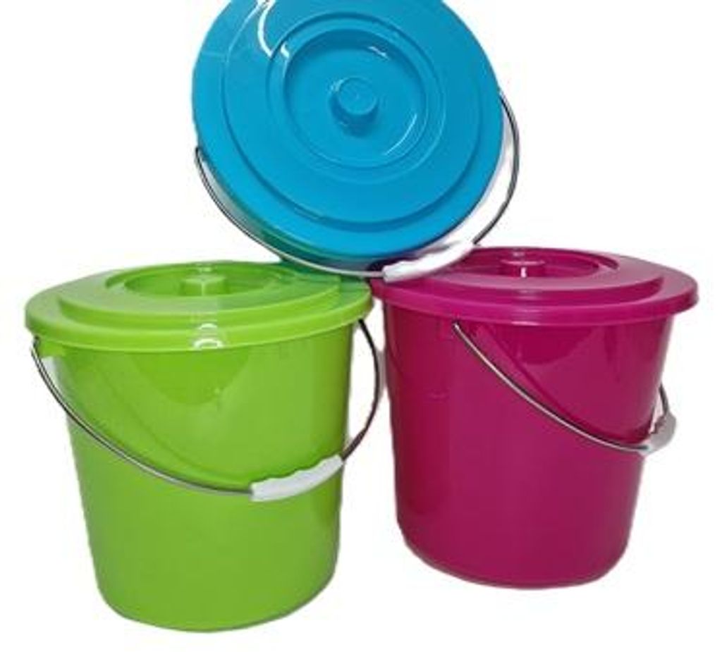 Eimer mit Deckel Kunststoff Metallbügel farbig 10 ltr 28 x Produktbild 