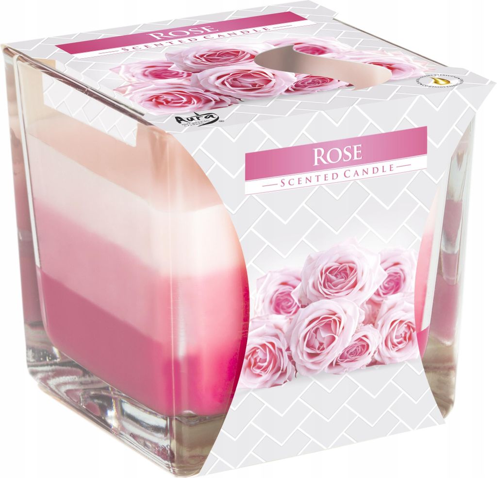 Kerze Duftkerze Tricolor Glas ROSE Produktbild 