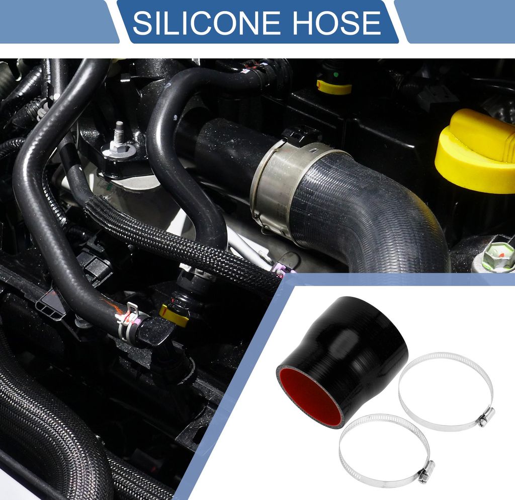 1 Satz 76mm/2,99"-89mm/3,5" ID 100mm/3,94" Länge 0 Grad Schwarz Rot Auto Silikonschlauch mit Schellen Kühlmittelschlauch Universal