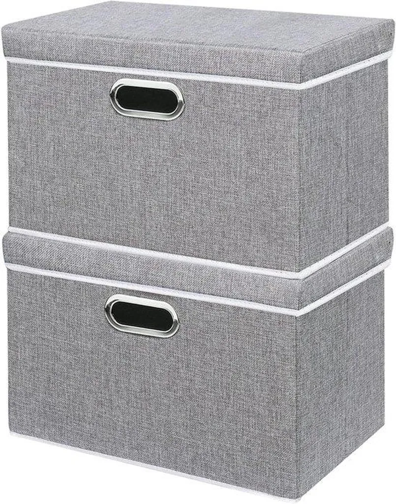 Rangement de Linge pour Chambre : Lot de 2 Sacs en Tissu Gris 32x23x20 cm