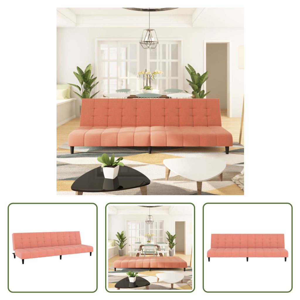 The Living Store Schlafsofa 2-Sitzer Rosa Samt