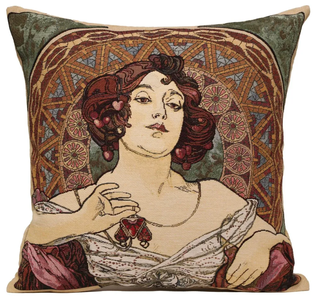 Offerta Copricuscino Mucha Rubis 45x45 cm - Arazzo da Collezione