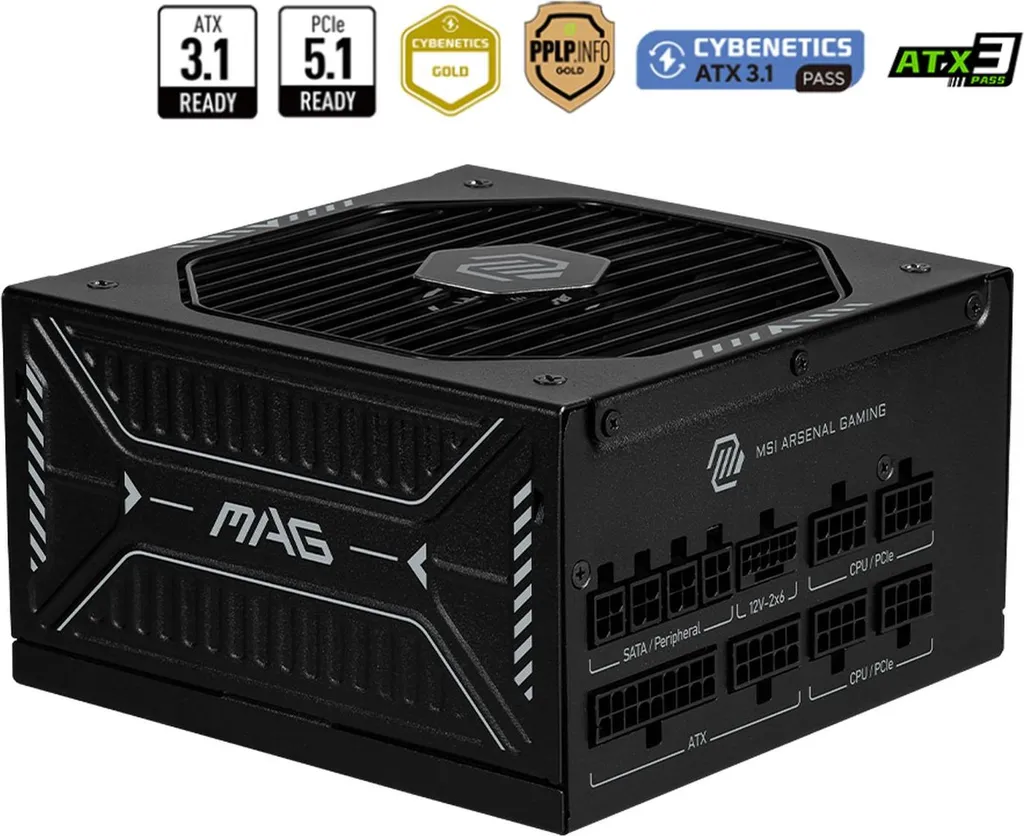 Bloc Alimentation ATX 850W MSI MAG A850GLS compatible Cartes Graphiques RTX