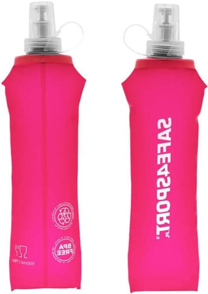 Gourde de sport pliable 500 ml en TPU rose souple pour randonnée