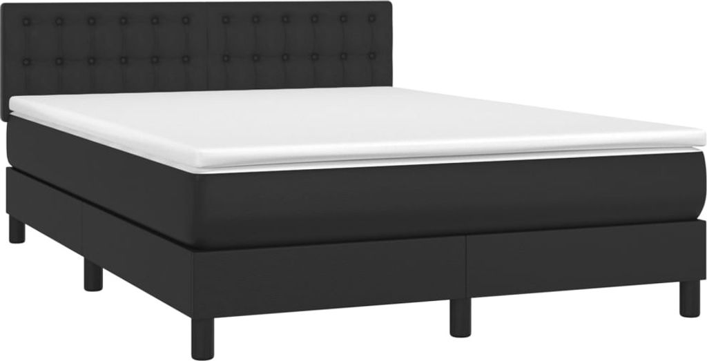 Boxspringbett mit Matratze Schwarz 140x200 cm Kunstleder