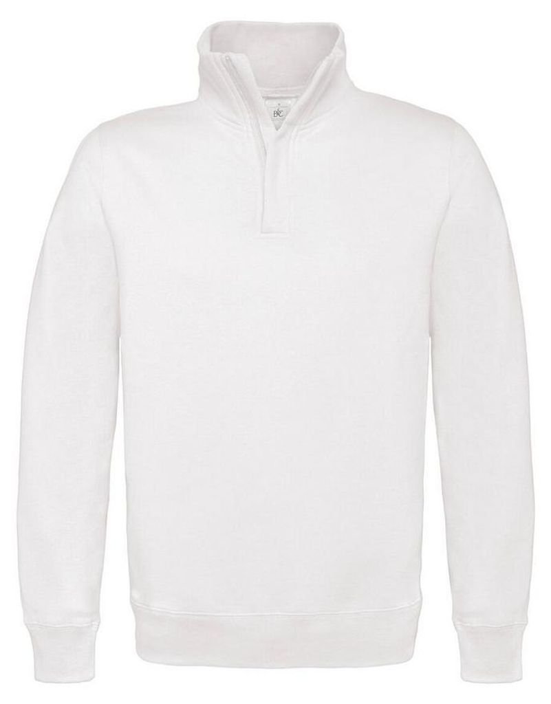 B&C - "ID.004" Sweatshirt mit kurzem Reißverschluss für Herren FK2518 (XL) (Weiß)