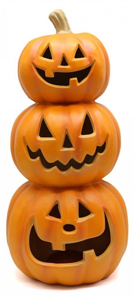 Großer Halloween Kürbis Turm mit LED Licht 50cm Produktbild 