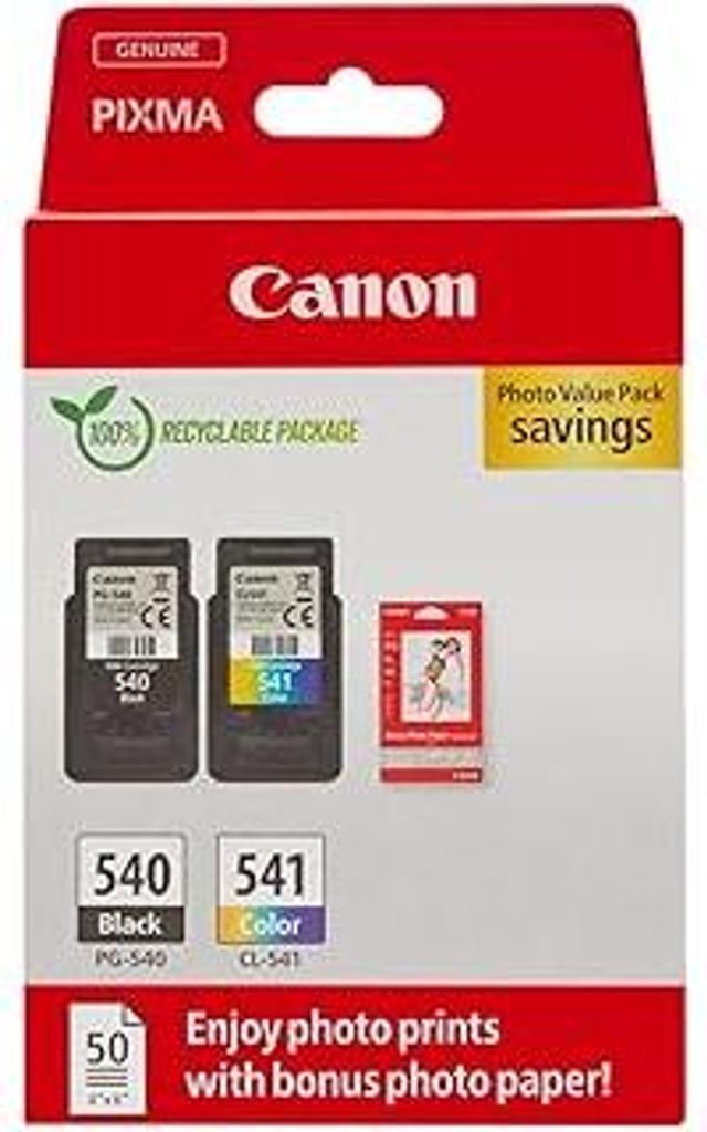 Canon Tinte & Papier Multipack - PG-540/CL-541 Original Drucker Tintenpatronen 2er-Pack (1 x Schwarz, 1 x Farbe druckerpatronen) & 4x6 Fotopapier (...