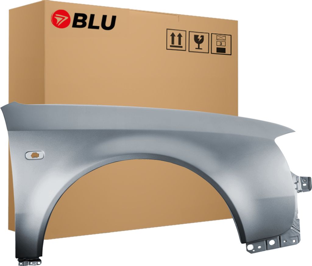 BLU Kotflügel Passend für Audi A6 C5 LY7M Rechts Silber AluSilber | 1997-2001 | Vorderseite Vorne | Lackiert | Einbaufertig