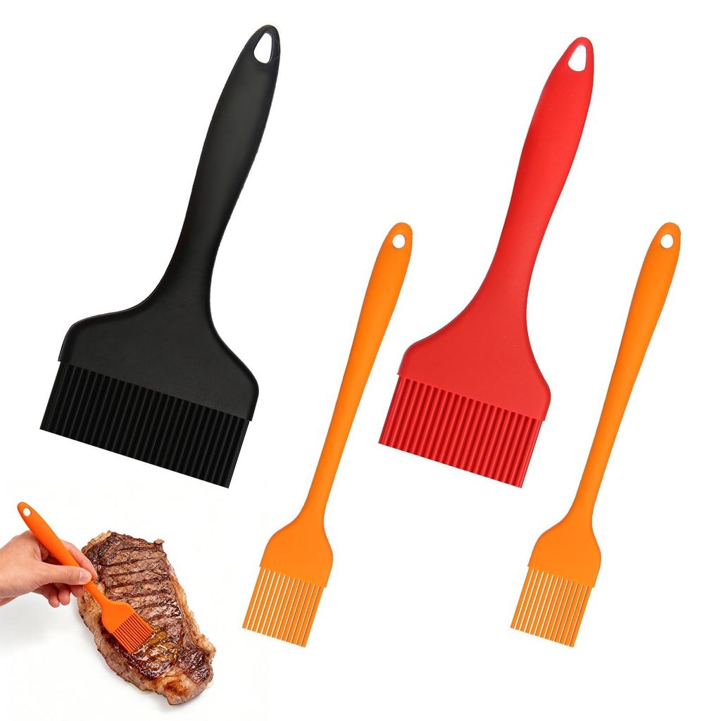 Silikon-Gebäckpinsel, 4er-Set; Silikon-Kochpinsel; hitzebeständige Küchenpinsel; Silikonpinsel zum Backen, Grillen und Kochen