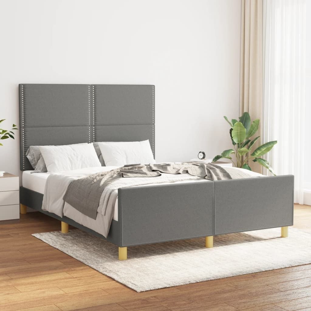 Maison Exclusive - Bettgestell ohne Matratze Dunkelgrau 140x190 cm Stoff