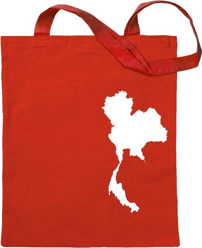 Kiwistar - Baumwolltasche - rot - Thailand Umriss Kontur - Tragetasche Stoffbeutel Umhängetasche Langer Henkel