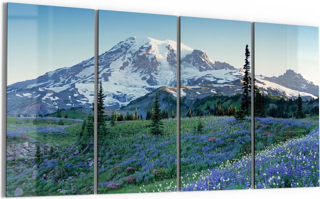 DEQORI Glasbild Echtglas 4x30x60 cm 'Wohlige Bergruhe' Wandbilder XXL groß