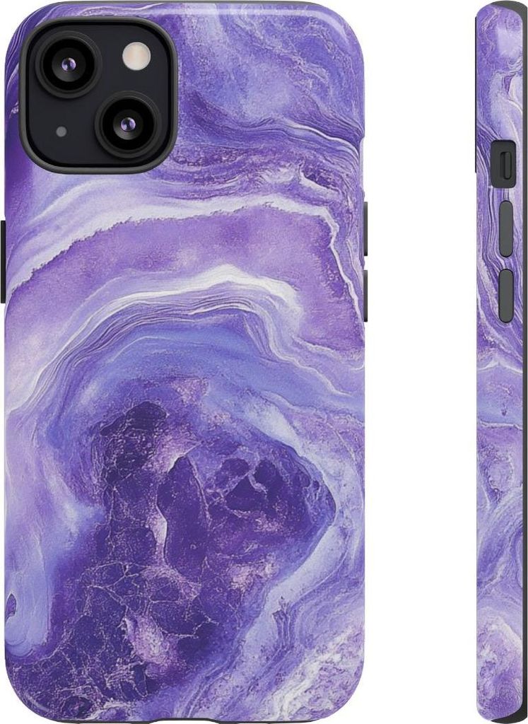 Glänzendes Lila-Marmor-Design – Hülle Kompatibel mit iPhone 13