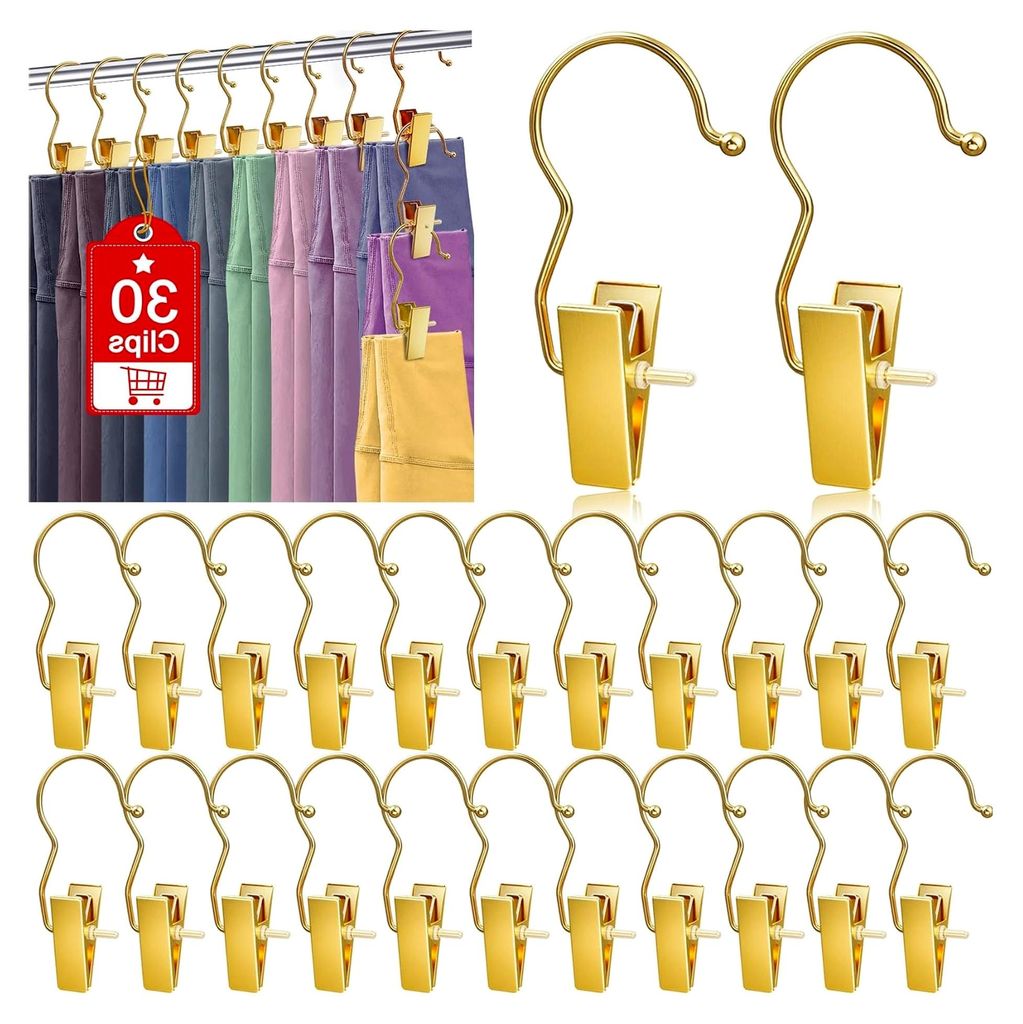 30 Stück goldene Stiefelbügel für Schrank, Kleiderbügel, Leggings, Kleiderbügel für Schrank, Hosen, Kleiderbügel, platzsparend, einfache Cli...