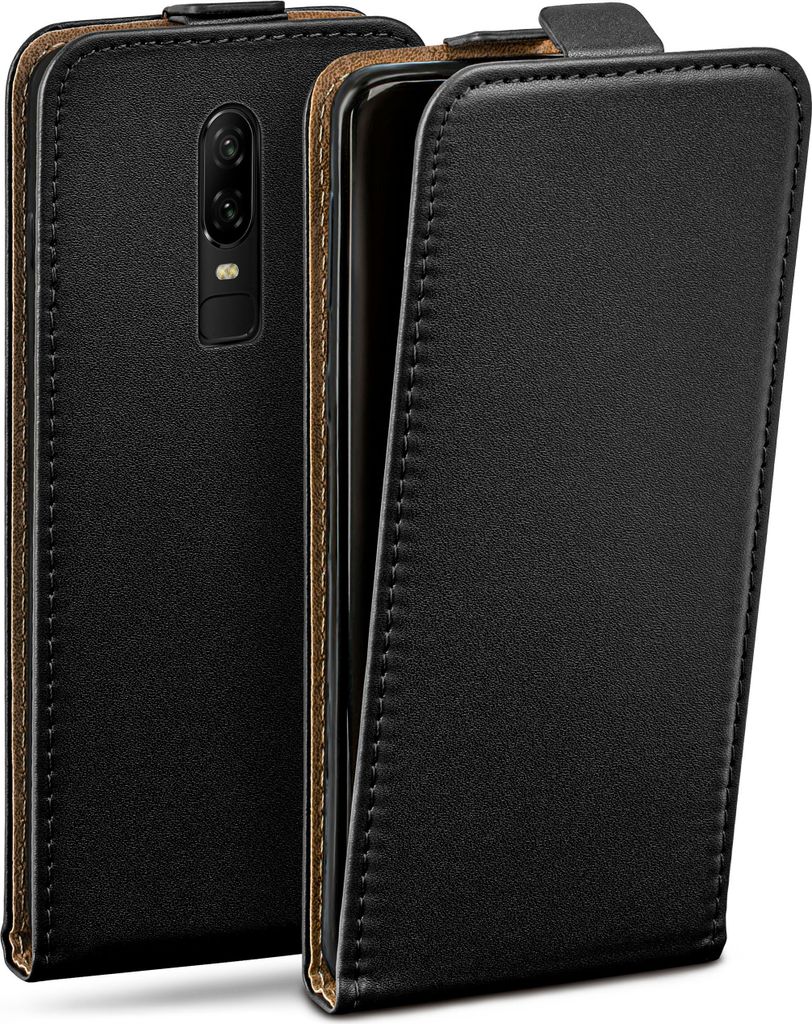 moex Flip Case kompatibel mit OnePlus 6 - Hülle mit 360 Grad Schutz, Schwarz