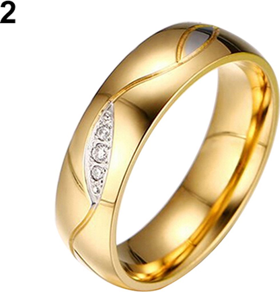 Damen Herren 18K vergoldet Verlobungsring Ehering Zirkonia Schmuck Geschenk-Goldene Frauen uns 5