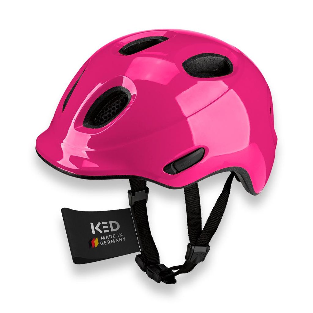 KED Meggy Spark Kinderfahrradhelm, Inmold, 360° Verstellsystem, Reflektoren, Leicht, Verstellbar, Germany Farbe: Pink Glossy Größe: 45-50 (S)