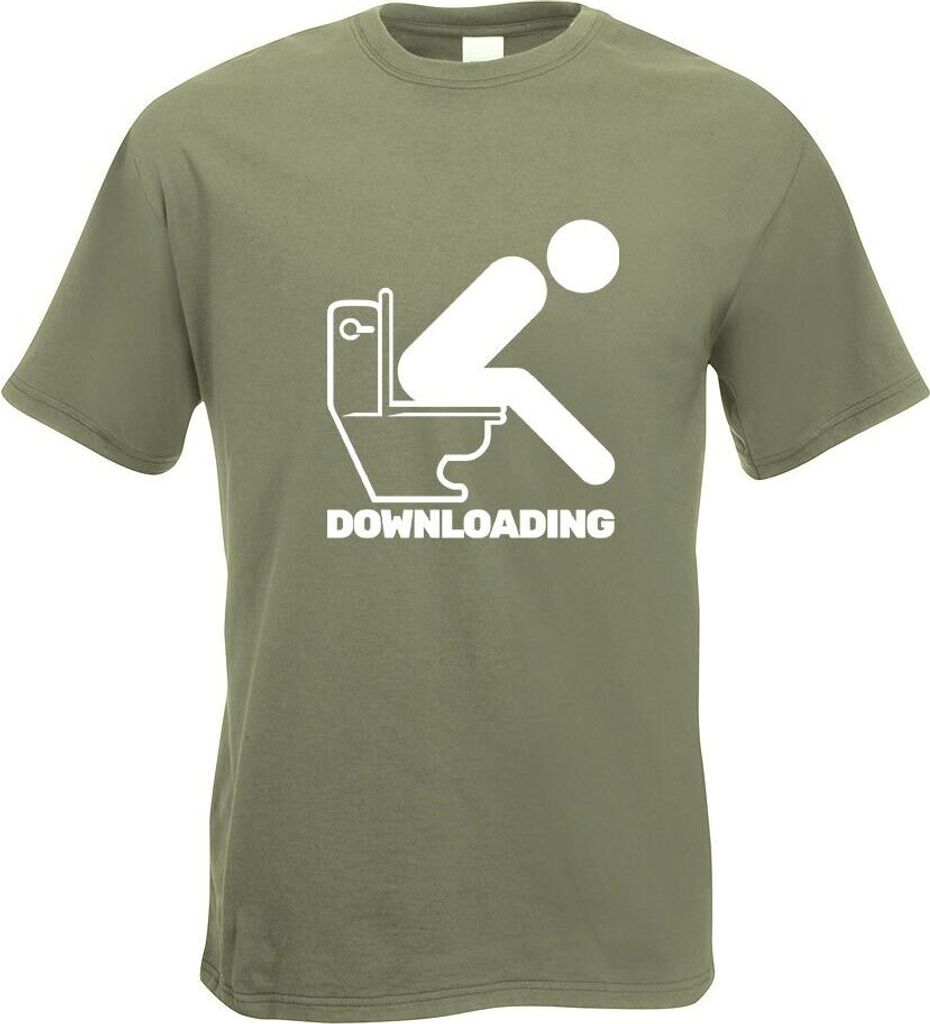 Kiwistar - T-Shirt - Olive - Downloading - Kacke - Klo Motiv Bedruckt Funshirt Design Print - mit Motiv Bedruckt - Funshirt Design - Sport - Freize...