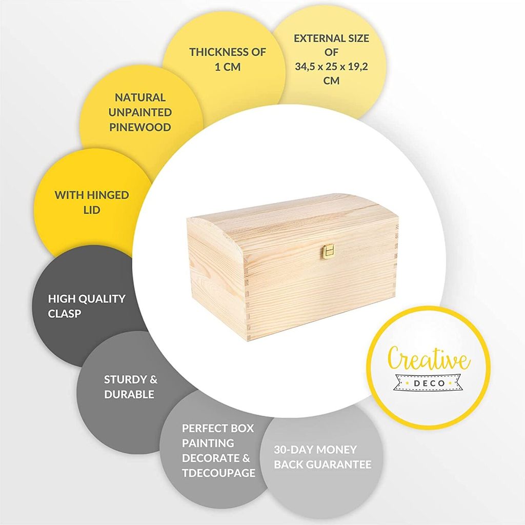 Creative Deco XXL Große Holztruhe Holz-Kiste mit Deckel und Produktbild 11