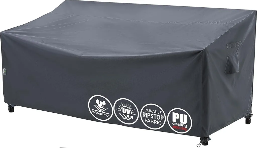 Housse de banc de jardin grise anti-pluie pour mobilier 2 places