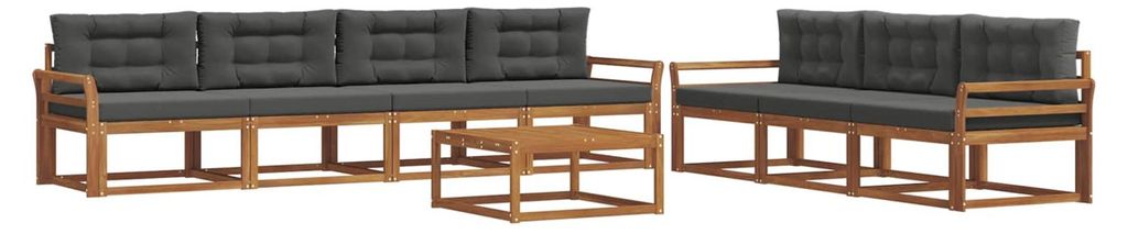 vidaXL Outdoor-Sofagarnitur mit Kissen 8 pcs Natur und Anthrazit