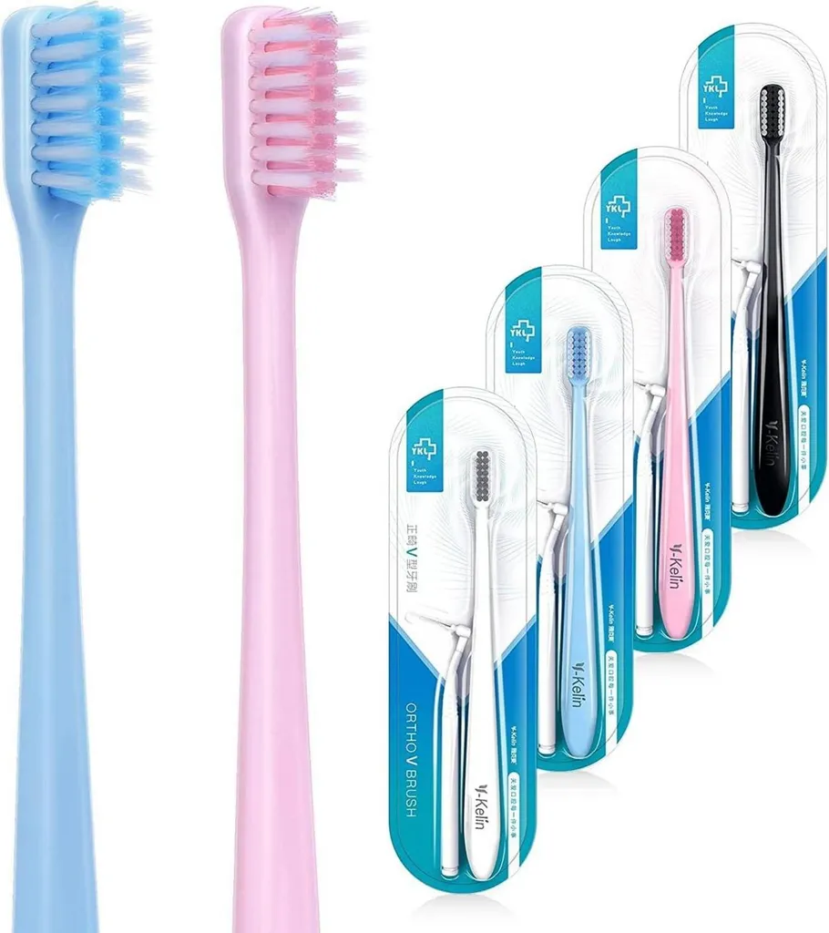 Brosse à dents pour appareil dentaire poils souples V-Shape - 4 pcs