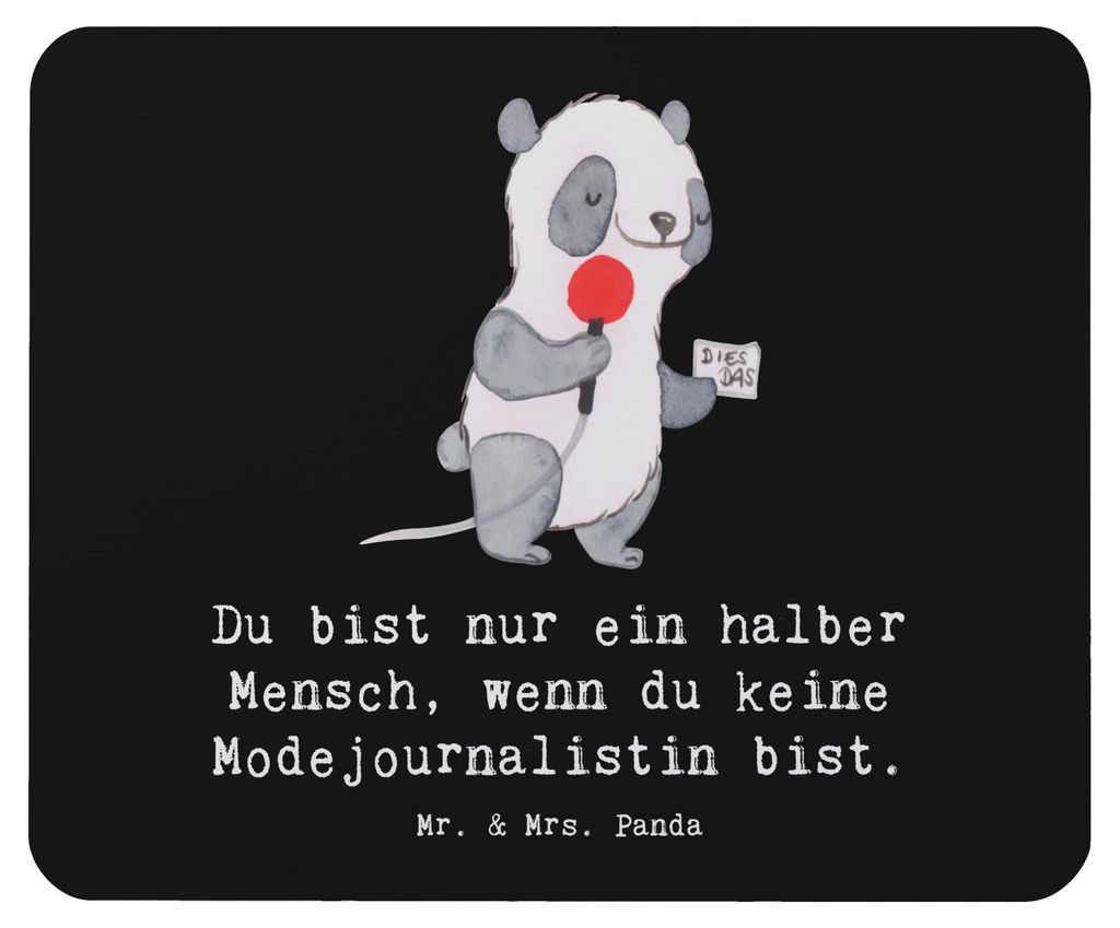 Mr. & Mrs. Panda Mousepad Modejournalistin Herz - Schwarz - Geschenk, mausteppich, Mauspad, Mouse Pad, Spruch, Lustig, Ausbildung, Witzig, laptop, ...