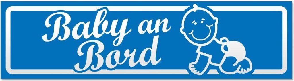 Kiwistar - Autoaufkleber - Blau - 60 x 16 cm - Baby an Bord mit Baby invertiert - Hinweis Aufkleber Sticker für Auto, Kfz, Fahrrad, PKW, LKW
