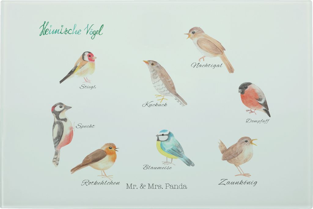 Mr. & Mrs. Panda Schneidebrett Glas Heimische Vögel - Produktbild 