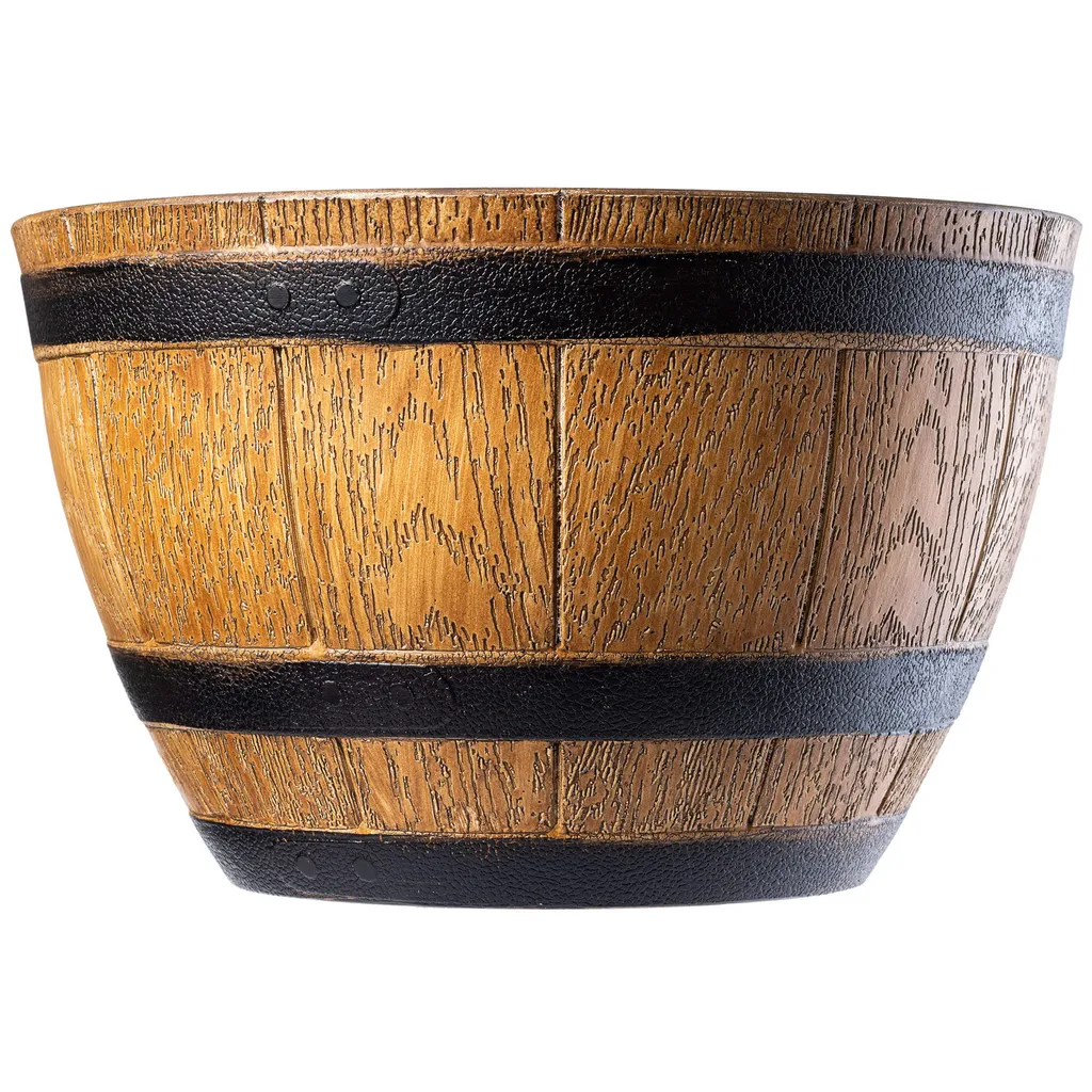 Grand Cache-Pot de Fleurs Circulaire Arro 33cm en Plastique Marron Clair