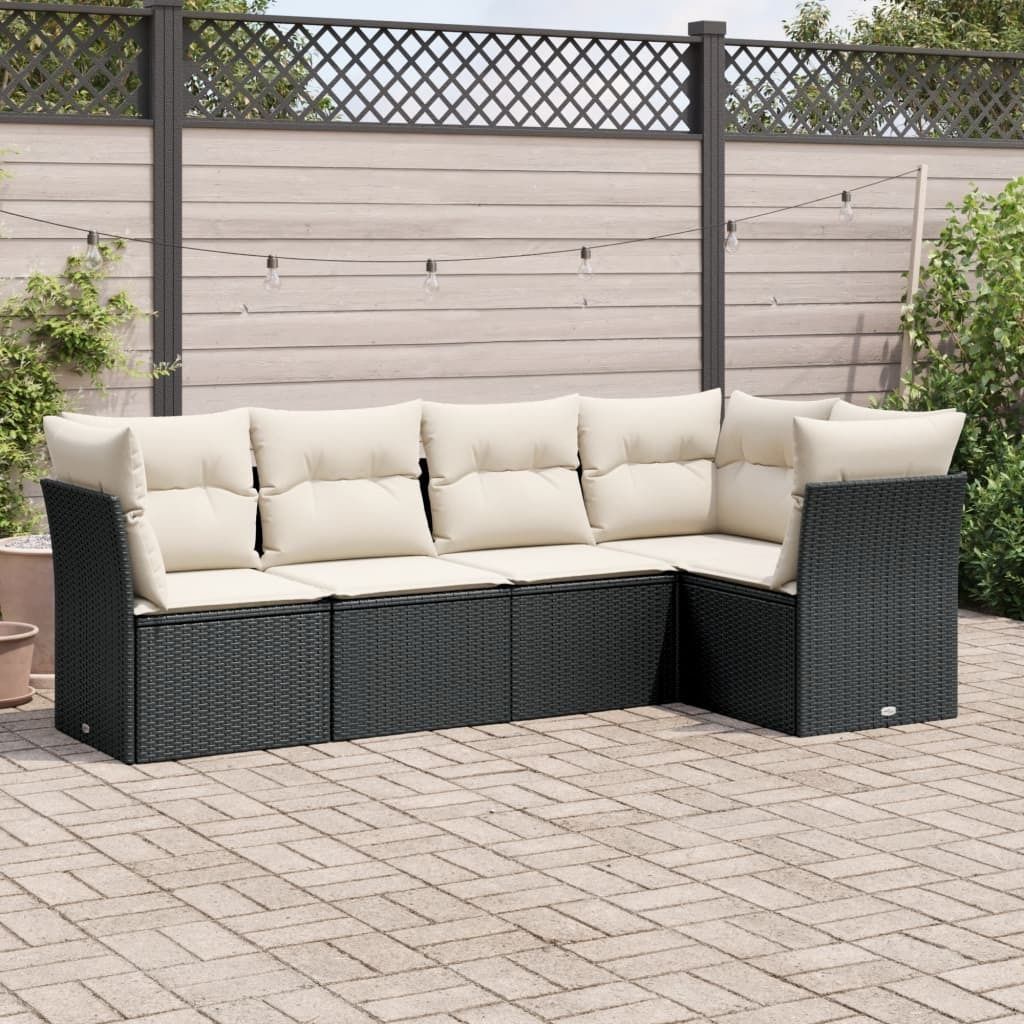 Maison Exclusive - 5-tlg. Garten-Sofagarnitur mit Kissen Schwarz Poly Rattan