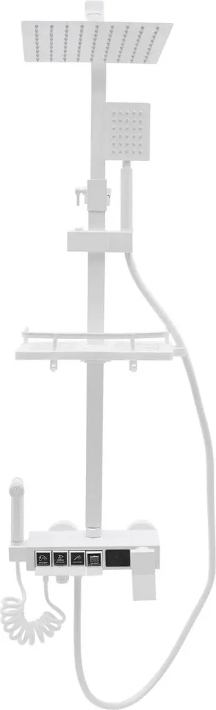 Set de douche avec affichage digital réglable blanc G1/2 Moderne