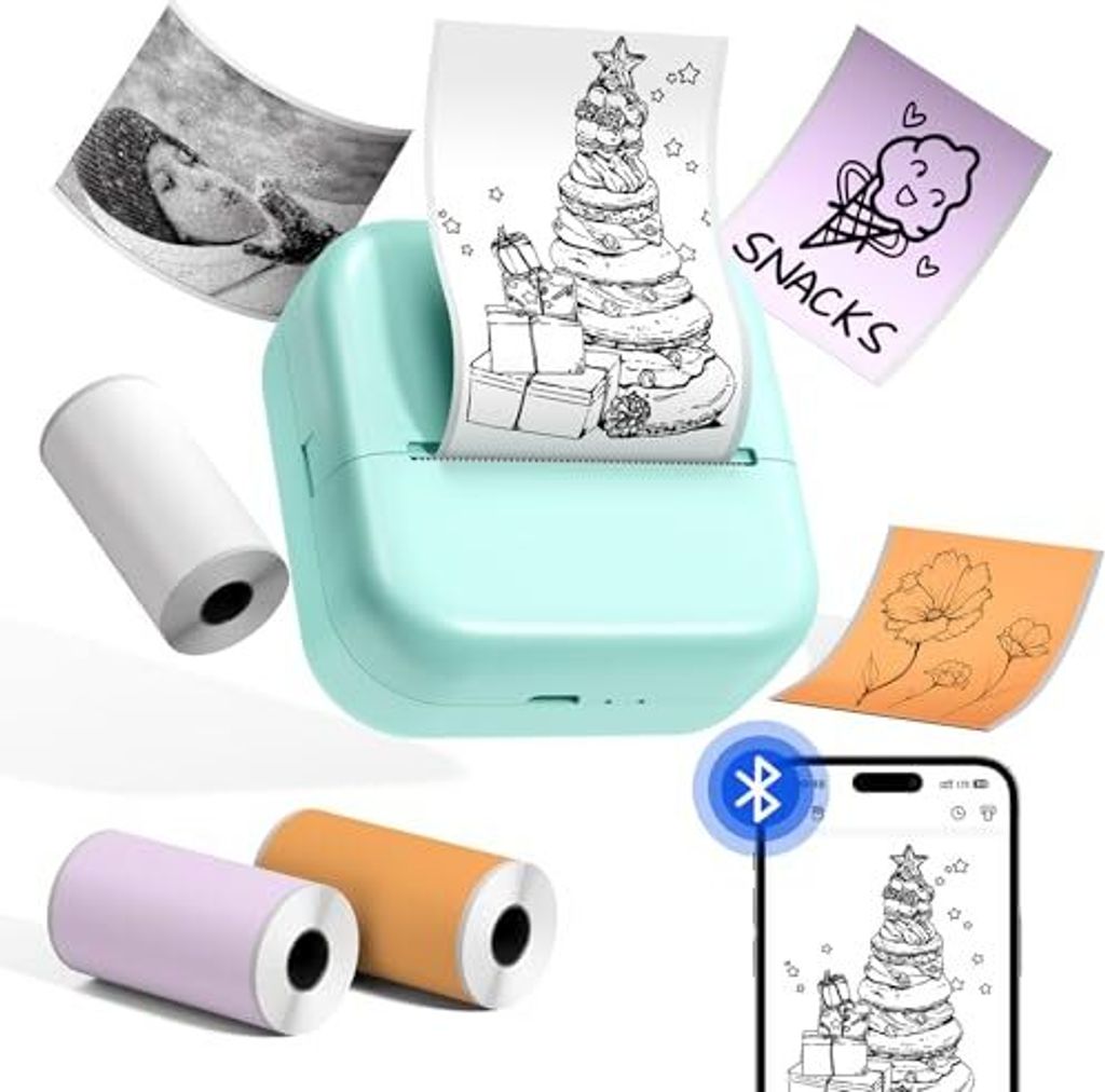 PHOMEMO MINI -Drucker M02X Aufkleber Drucker, tragbares Handy Bluetooth Tintenloses Thermaltaschenlernen, Notizen Fotos