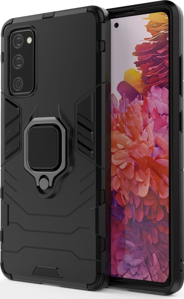 Mobigear Armor Ring Samsung Galaxy S20 FE Hülle Hardcase Backcover Stoßfest mit Ringhalter - Schwarz