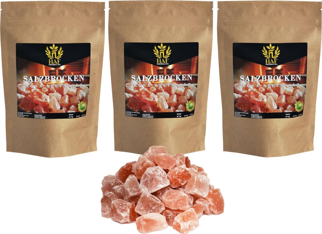 HAF Rosa Salzbrocken 3 kg | Grobe Steinsalz Brocken ohne Produktbild 