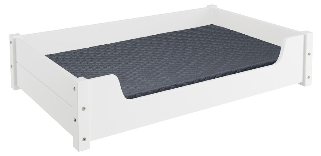 Hundebett für große Hunde 100x60 Kiefer weiß Tierbett Produktbild 