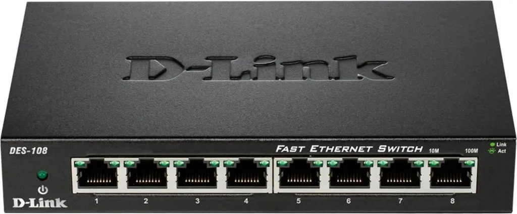 D-Link DES-108/E Switch 8 Porte 10/100 Mbps Desktop | Plug & Play