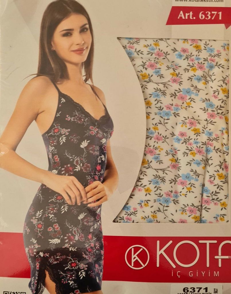 Damen Nachthemd Tunika Pyjama Schlafanzug Weiß L-XL mit Muster K-64