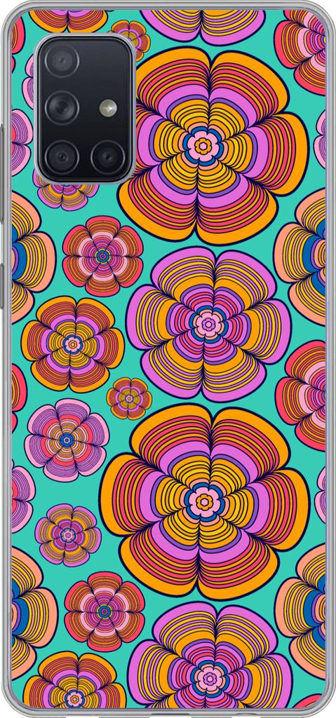 MuchoWow Handyhülle Schutzhülle Hülle für Telefoonhoesje Samsung Galaxy A51 Design - Flower Power - Farben Silikon Softcase Handy Hülle - Sc...