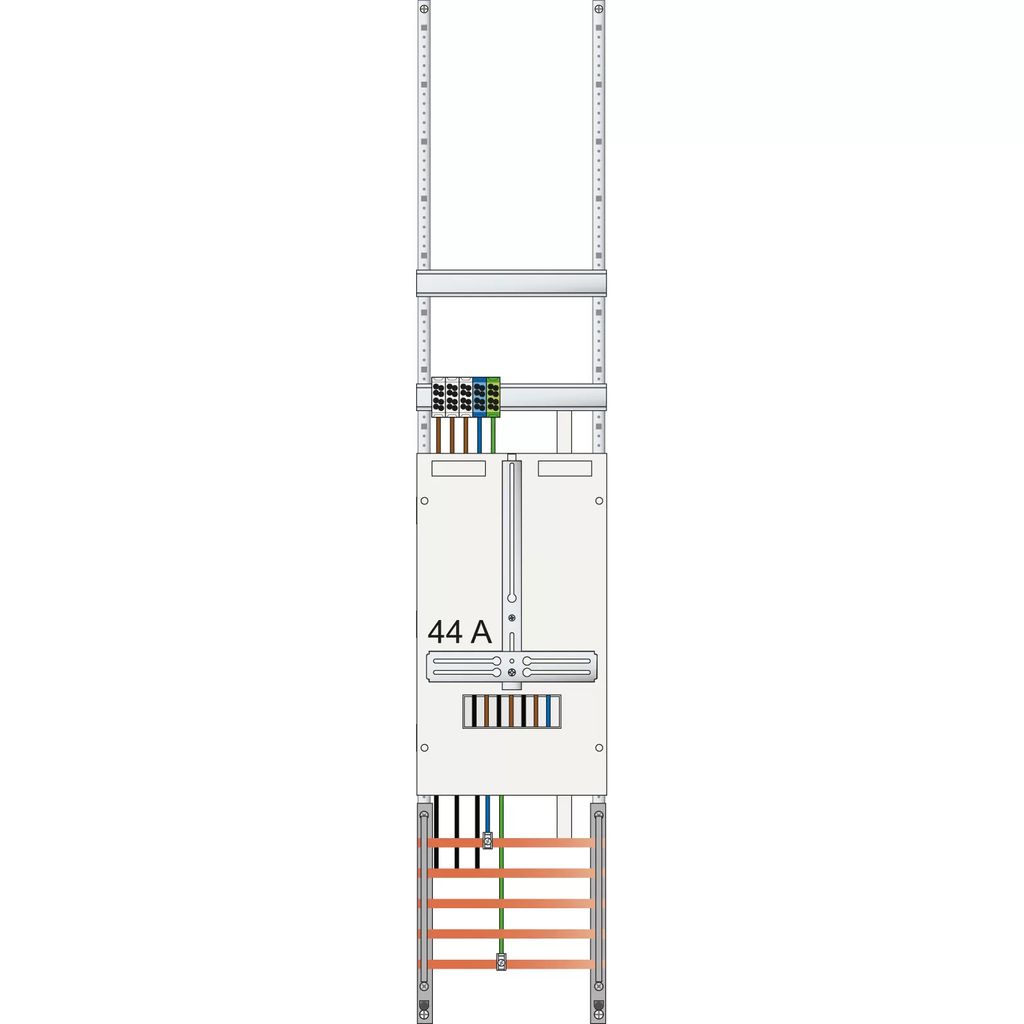 Zählerplatz 3Pkt 1Z(44A) - Zählertafel 1 kWh-Zähler 0 Leitungen