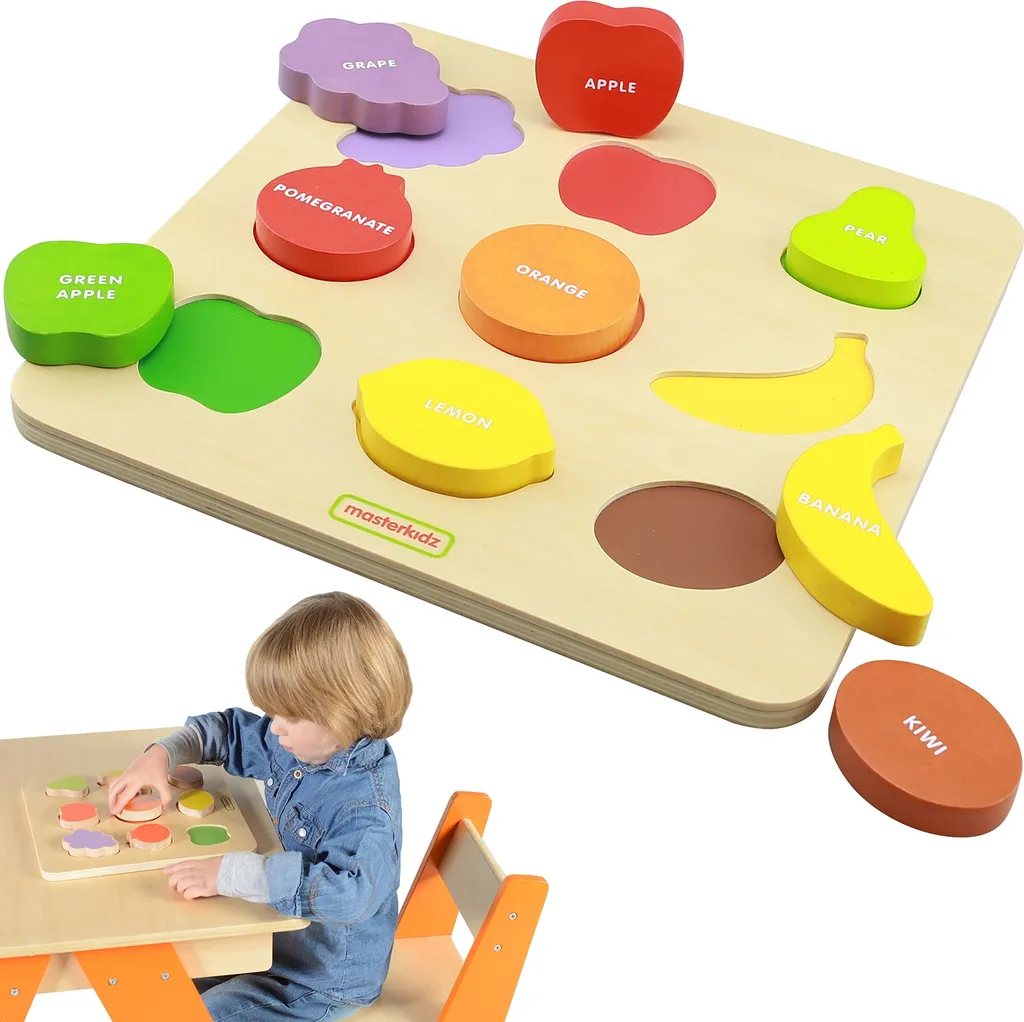 Masterkidz Trieur de Formes en Bois Montessori Fruits Colorés ME12384