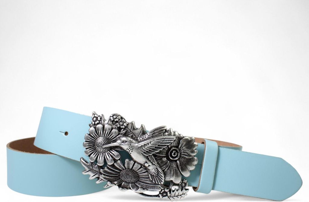 FRONHOFER Damen Ledergürtel 4 cm Kolibri Gürtelschnalle silber, echt Leder