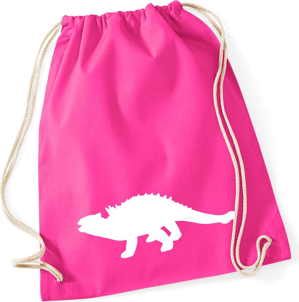 Huuraa Turnbeutel Ankylosaurus Dinosaurier 12 Liter Fuchsia Baumwolle Rucksack Geschenkidee