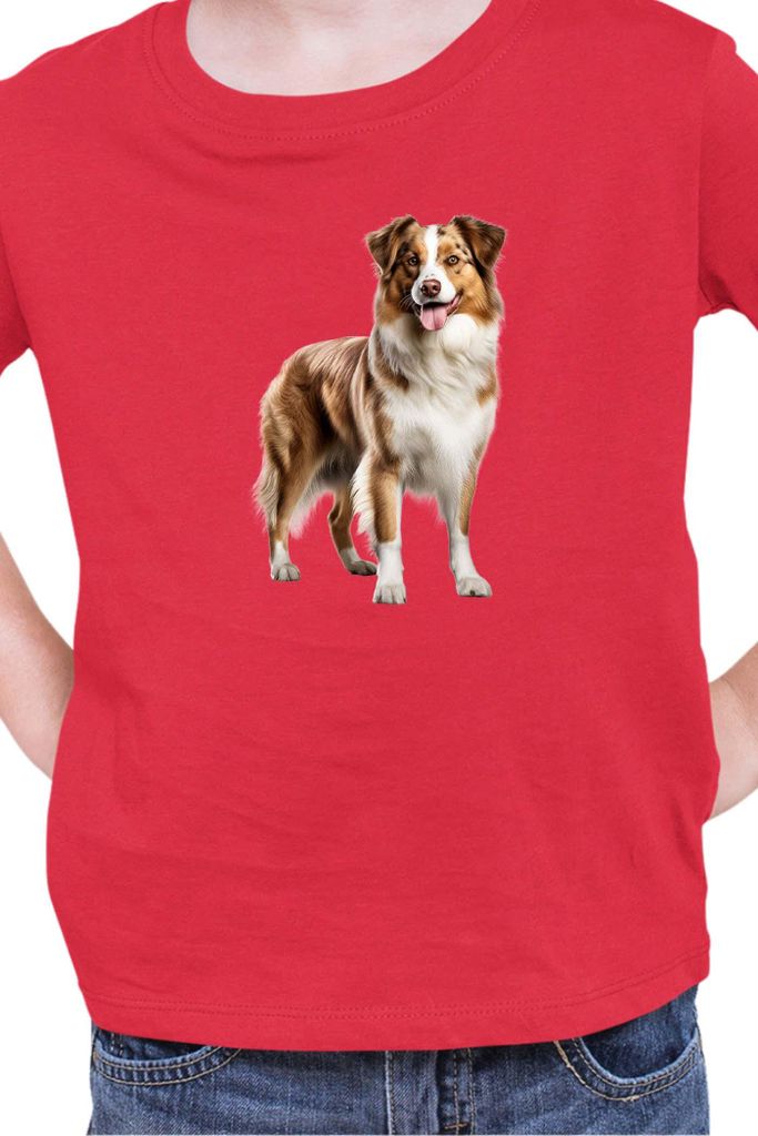 Kinder T-Shirt Dogs Breeds Shetland Sheepdog Dog Breed 005, 9-11 Jahr - 140 / Rot