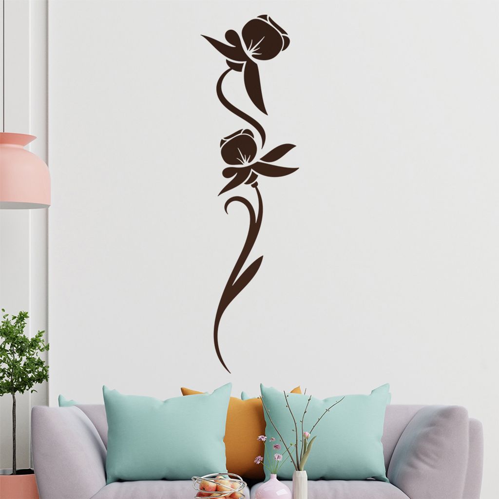 Blumen - Linien Wandtattoo in 6 Größen - Wandaufkleber Wall Sticker - Dekoration, Küche, Wohnzimmer, Schlafzimmer, Badezimmer