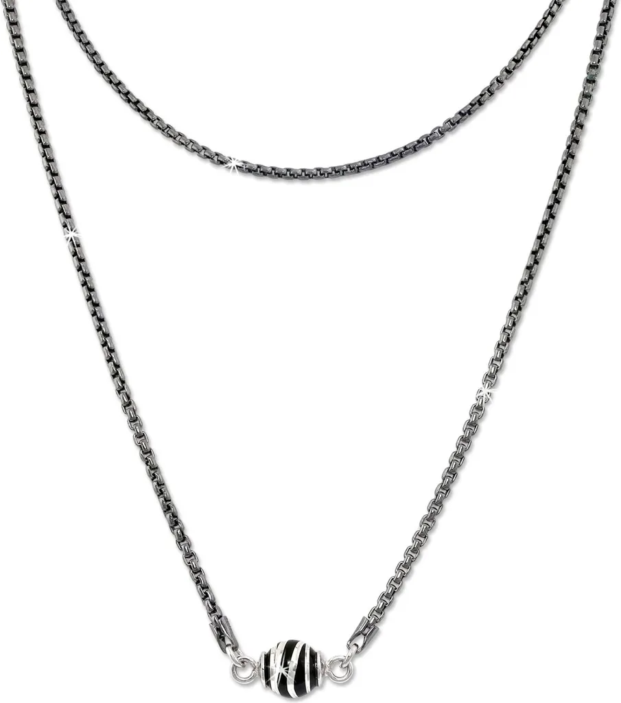 Collier Argent 925 pour Soirée et Quotidien - Boule Noir 46cm Bijou