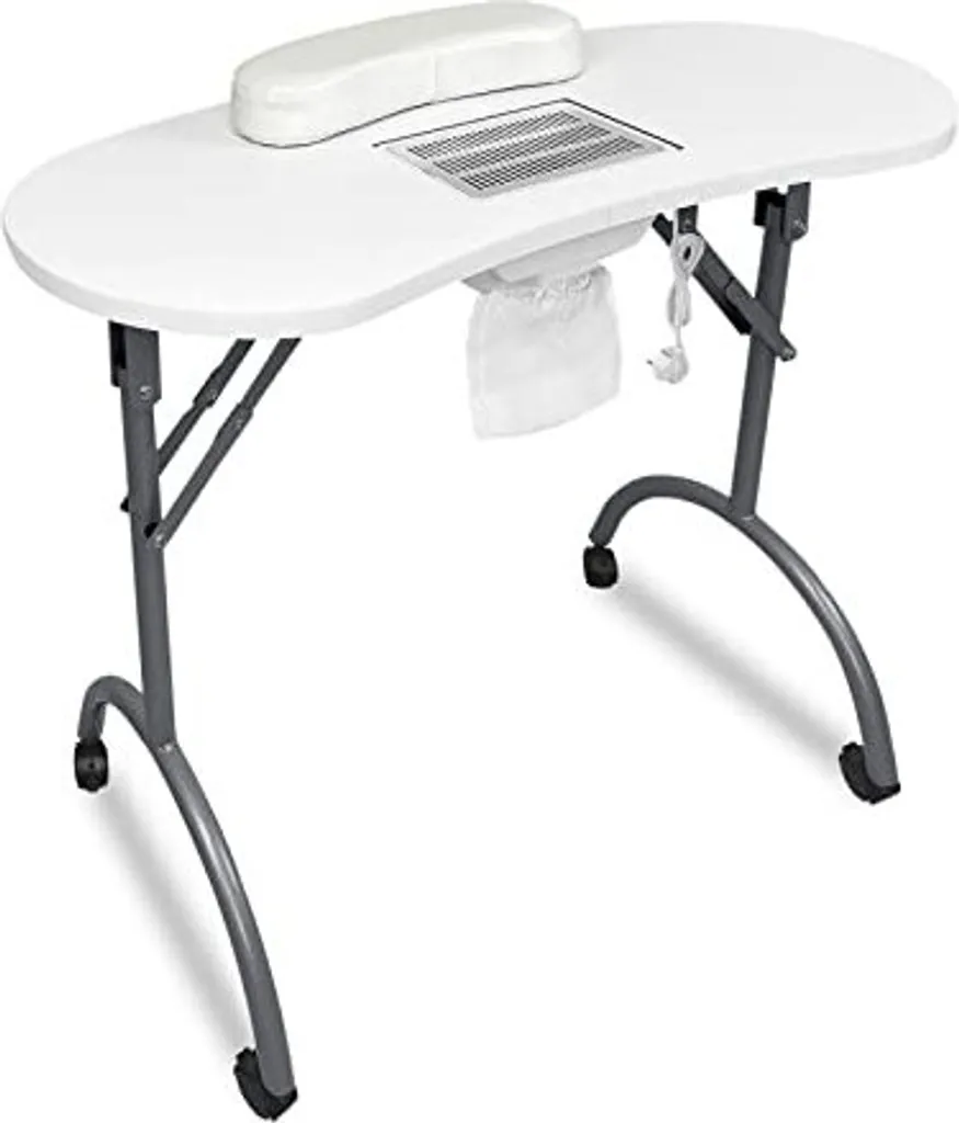 Table manucure pour domicile avec aspirateur et repose-poignet blanc
