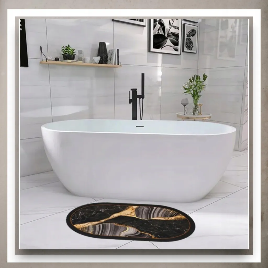 Tappeto Da Bagno Luxury Plus In Memory Foam, 61x43 Cm, Antiscivolo, Super Assorbente, Flanella Morbida, Asciugatura Rapida